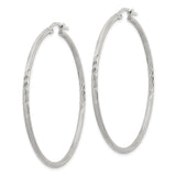 Sterling Silver Hoop Earrings, Large Round Textured Hoops with Diamond-Cut Finish