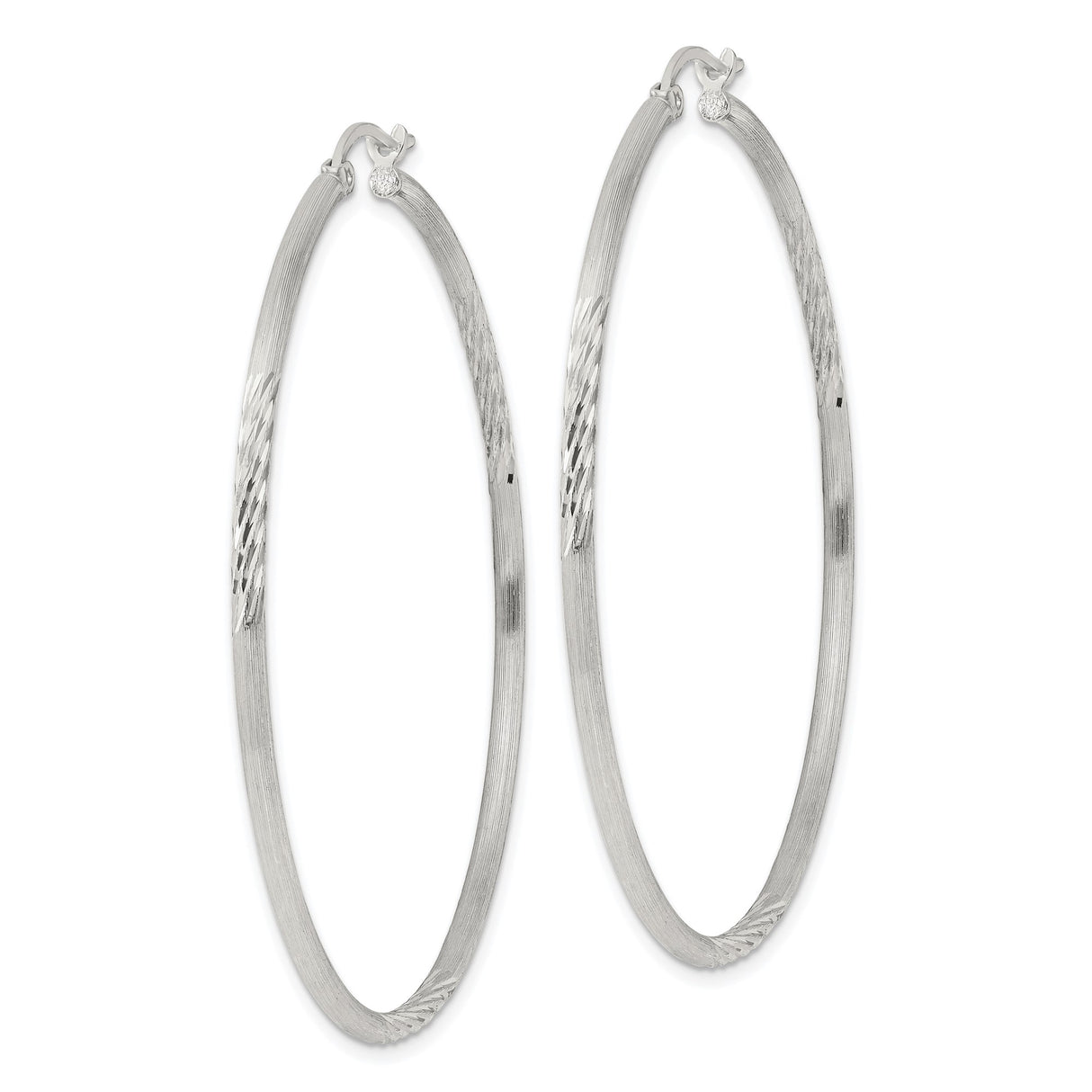 Sterling Silver Hoop Earrings with Polished and Textured Twist Design