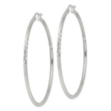 Sterling Silver Hoop Earrings with Polished and Textured Twist Design