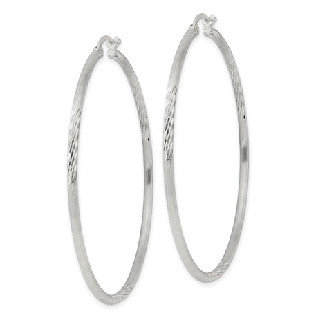 Sterling Silver Hoop Earrings with Polished and Textured Twist Design
