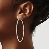 Sterling Silver Hoop Earrings with Polished and Textured Twist Design