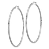 Sterling Silver Hoop Earrings with Diamond Cut Accents, Lightweight Modern Tube Design for Women