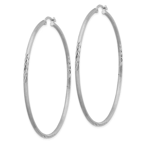Sterling Silver Hoop Earrings with Diamond Cut Accents, Lightweight Modern Tube Design for Women