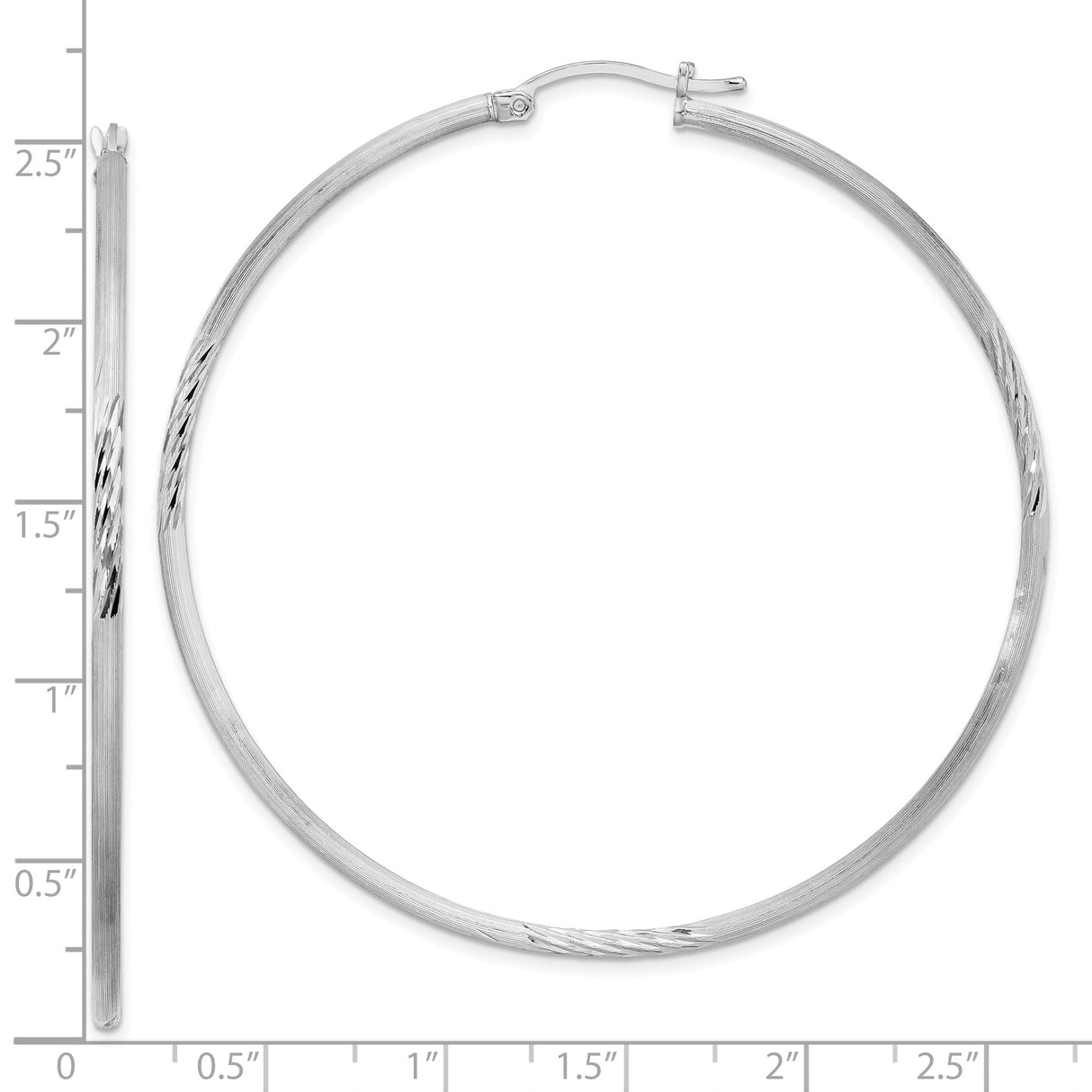 Sterling Silver Hoop Earrings with Diamond Cut Accents, Lightweight Modern Tube Design for Women