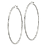 Sterling Silver Hoop Earrings with Textured Finish and Diamond Cut Accents for Women