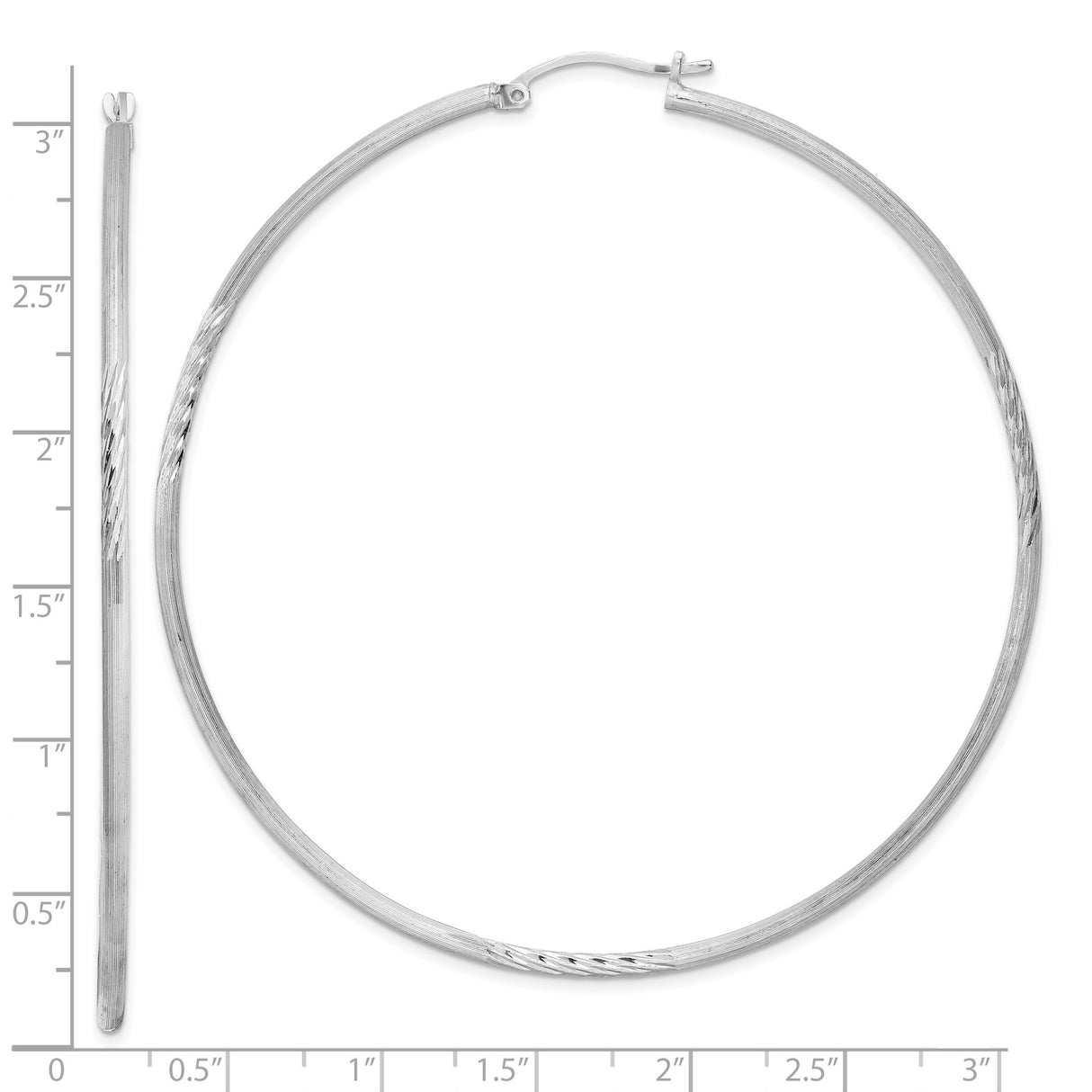 Sterling Silver Hoop Earrings, Thin Diamond Cut Polished Rounded Tube Design for Women