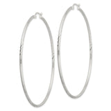 Sterling Silver Hoop Earrings, Large Lightweight Polished Design with Diamond Cut Texture