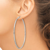 Sterling Silver Hoop Earrings, Large Lightweight Polished Design with Diamond Cut Texture