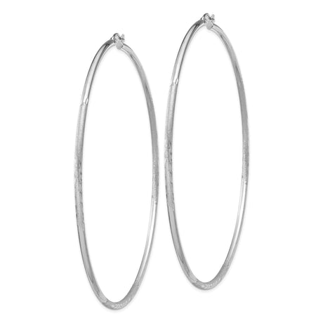 Sterling Silver Hoop Earrings, Large Lightweight Tube with Polished and Etched Finish