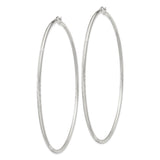 Sterling Silver Hoop Earrings with Polished Finish and Etched Leaf Pattern
