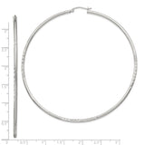 Sterling Silver Hoop Earrings with Polished Finish and Etched Leaf Pattern