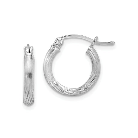 Sterling Silver Hoop Earrings with Twisted Textured Design and Polished Finish for Women