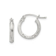 Sterling Silver Hoop Earrings with Twisted Textured Design, Brushed and Polished Finish
