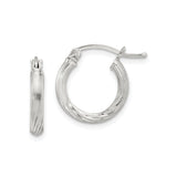 Sterling Silver Hoop Earrings with Twisted Textured Design, Brushed and Polished Finish