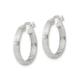 Sterling Silver Hoop Earrings, Textured Twisted Round Design, Lightweight Classic Style