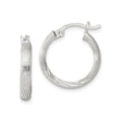 Sterling Silver Hoop Earrings, Textured Twisted Round Design, Lightweight Classic Style