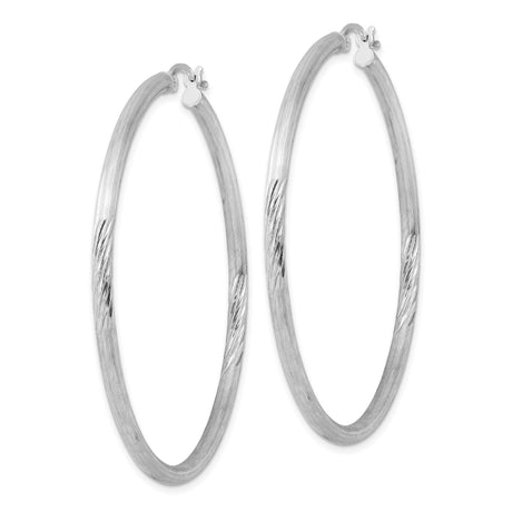 Sterling Silver Twisted Hoop Earrings, Lightweight Textured High-Polish Tube Hoops for Women