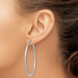 Sterling Silver Twisted Hoop Earrings, Lightweight Textured High-Polish Tube Hoops for Women