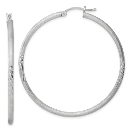 Sterling Silver Twisted Hoop Earrings, Lightweight Textured High-Polish Tube Hoops for Women