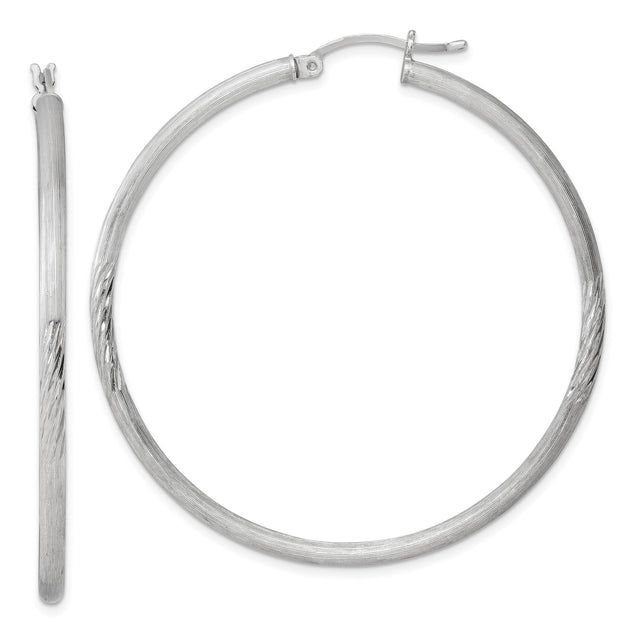 Sterling Silver Twisted Hoop Earrings, Lightweight Textured High-Polish Tube Hoops for Women