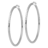 Sterling Silver Hoop Earrings, Large Round Tube with Twist Detail and Textured Satin Finish