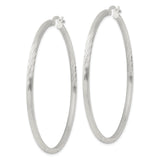 Sterling Silver Hoop Earrings, Lightweight Textured Twist Design with Polished Finish