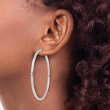 Sterling Silver Hoop Earrings, Lightweight Textured Twist Design with Polished Finish