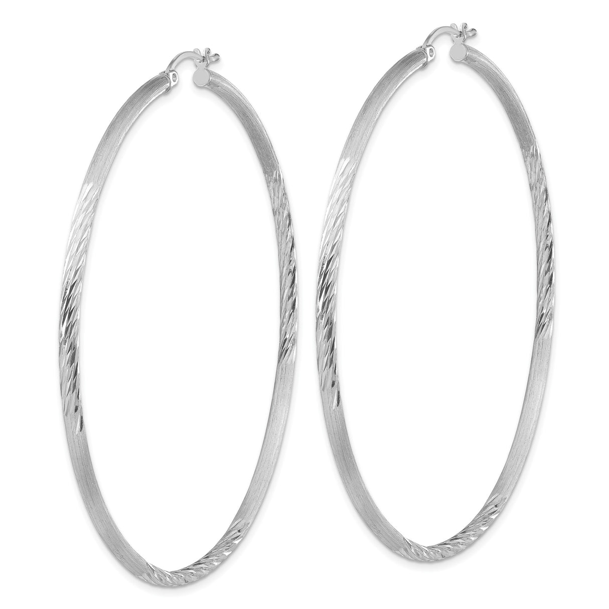 Sterling Silver Hoop Earrings, Textured Brushed and Polished Finish, Lightweight Minimalist Style