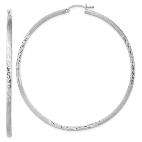 Sterling Silver Hoop Earrings, Textured Brushed and Polished Finish, Lightweight Minimalist Style