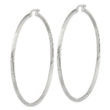 Sterling Silver Hoop Earrings with Brushed Finish and Twisted Diamond Cut Texture