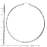 Sterling Silver Flat Hoop Earrings with Polished and Textured Twist Design