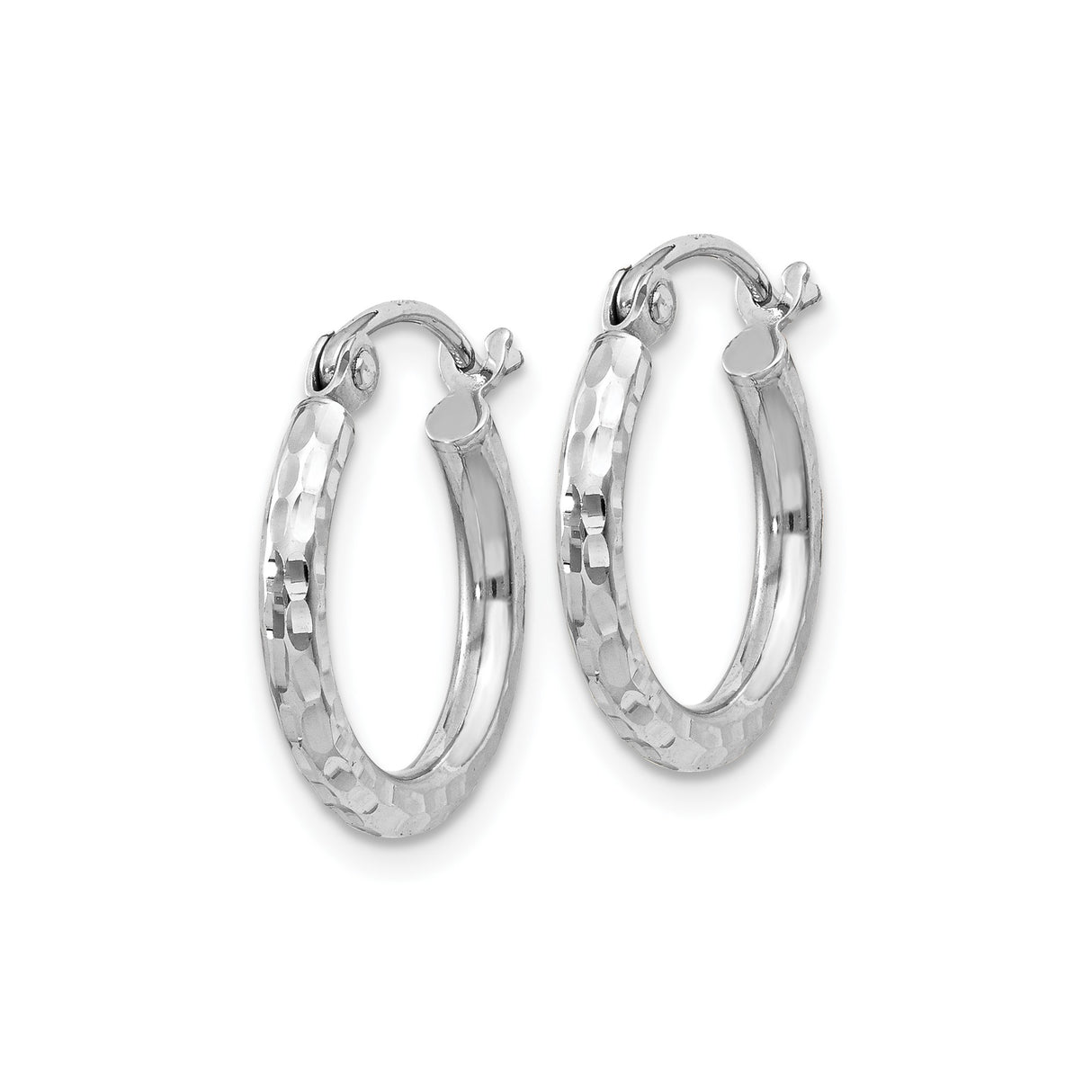 Sterling Silver Hoop Earrings, Hammered Textured Round Design, Lightweight Minimalist Style for Women