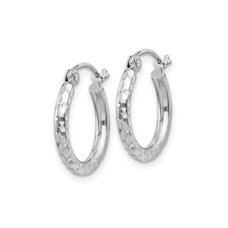 Sterling Silver Hoop Earrings, Hammered Textured Round Design, Lightweight Minimalist Style for Women