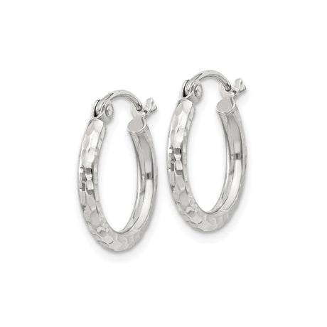 Sterling Silver Hammered Hoop Earrings, Textured Lightweight Round Hoops for Women