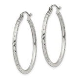 Sterling Silver Hoop Earrings, Diamond Cut Polished Finish, Lightweight Classic Round Style