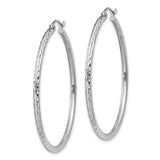 Sterling Silver Hoop Earrings, Large Lightweight Diamond Cut Textured Design for Women