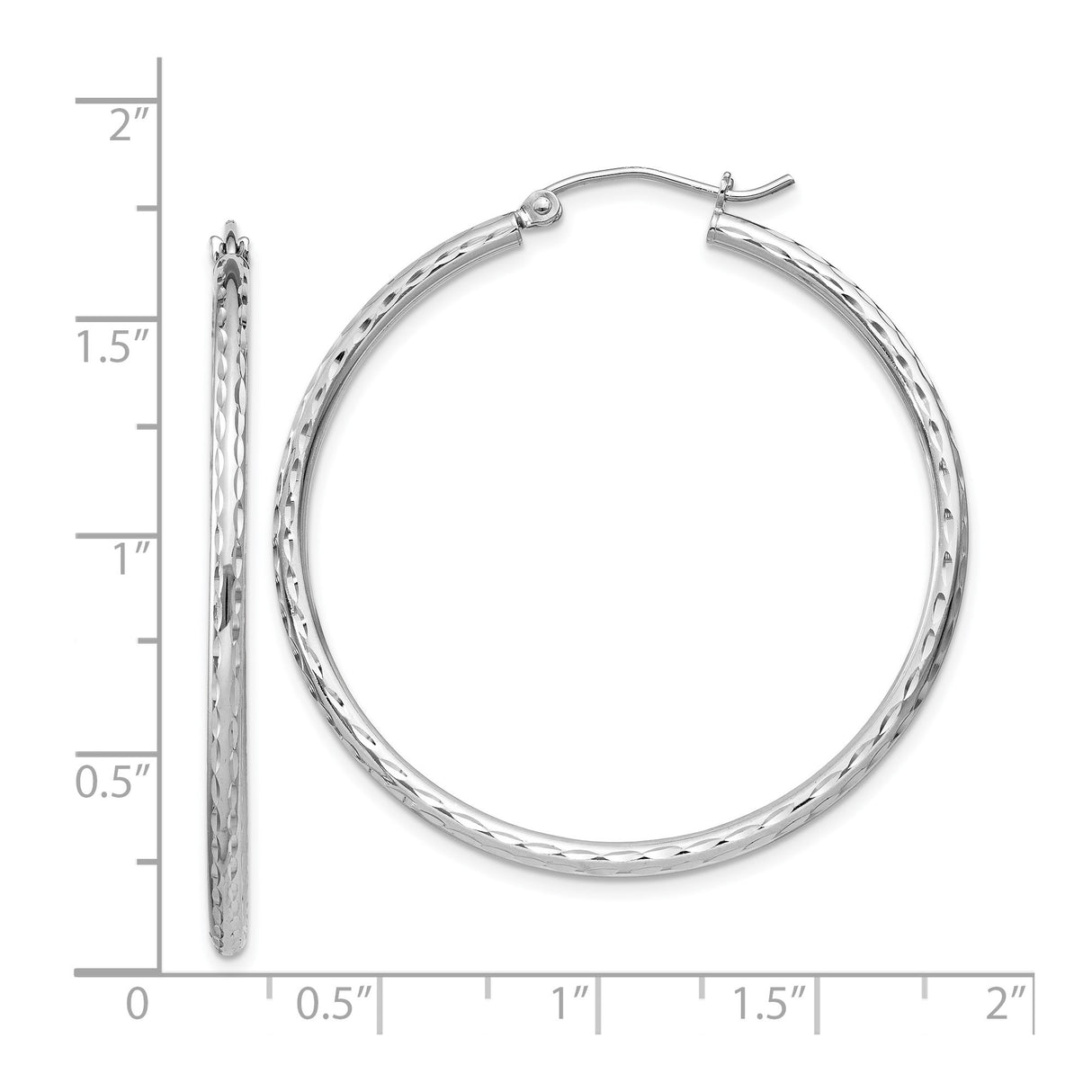 Sterling Silver Hoop Earrings, Large Lightweight Diamond Cut Textured Design for Women