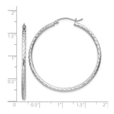 Sterling Silver Hoop Earrings, Large Lightweight Diamond Cut Textured Design for Women