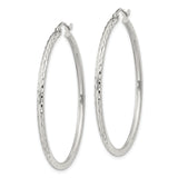 Sterling Silver Hoop Earrings, Diamond Cut Textured Finish, Lightweight Modern Style