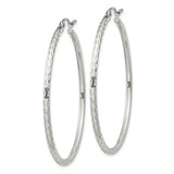 Sterling Silver Large Hoop Earrings with Hammered Texture, Lightweight Polished Design