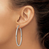 Sterling Silver Large Hoop Earrings with Hammered Texture, Lightweight Polished Design