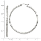 Sterling Silver Large Hoop Earrings with Hammered Texture, Lightweight Polished Design