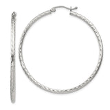 Sterling Silver Large Hoop Earrings with Hammered Texture, Lightweight Polished Design
