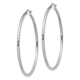 Sterling Silver Hoop Earrings, Large Textured Tube with Diamond Cut Design
