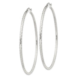 Sterling Silver Hoop Earrings, Textured Hammered Finish, Lightweight Polished Modern Design
