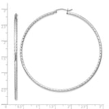 Sterling Silver Large Hoop Earrings, Diamond Cut Textured Tube Style for Women