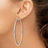 Sterling Silver Hoop Earrings, Thin Textured Large Hoops with Polished Finish, Minimalist Style
