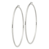 Sterling Silver Hoop Earrings, Large Lightweight Diamond Cut Minimalist Design for Women