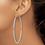 Sterling Silver Hoop Earrings, Large Lightweight Diamond Cut Minimalist Design for Women