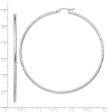 Sterling Silver Hoop Earrings, Large Lightweight Diamond Cut Minimalist Design for Women